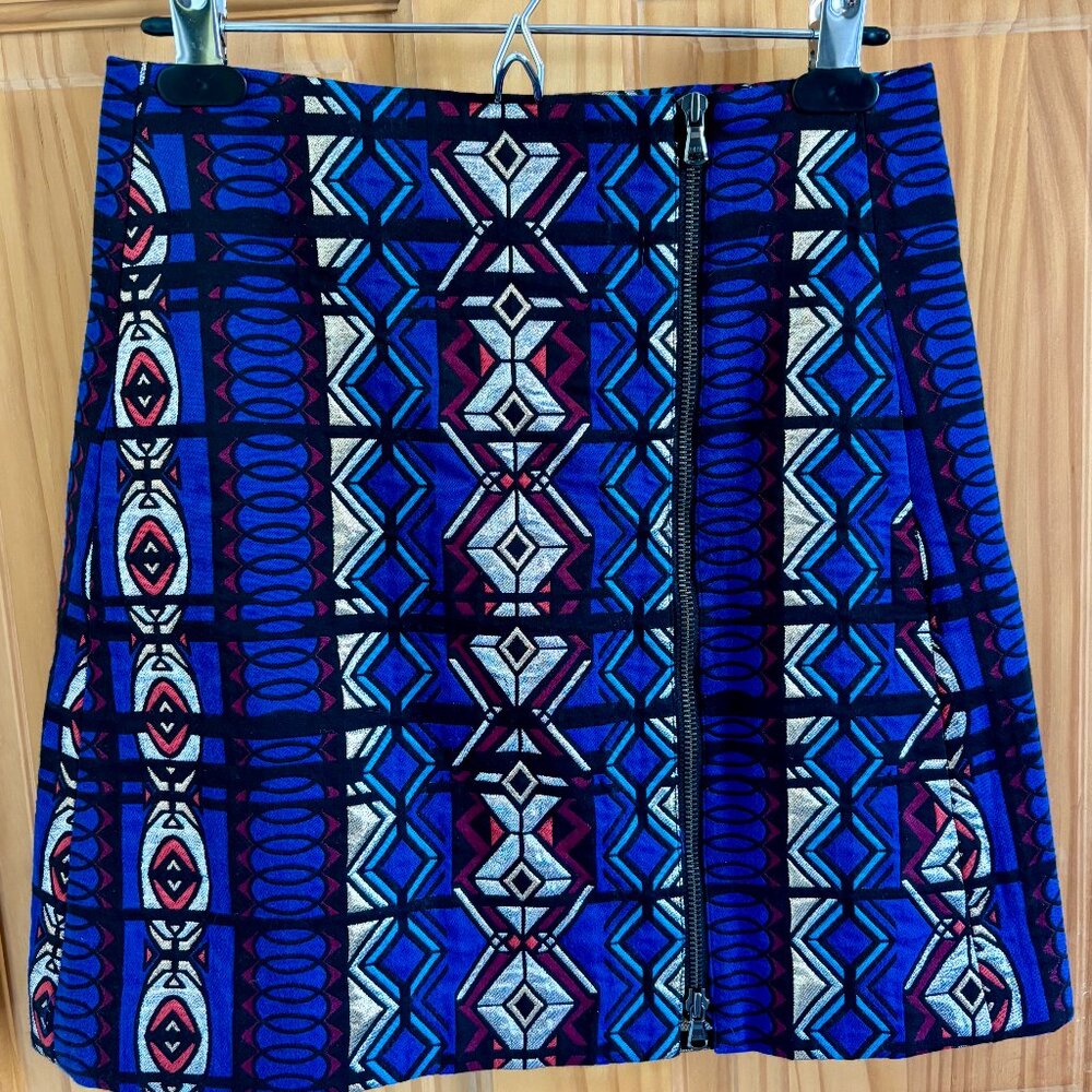 J. Crew Aztec Jacquard Mini Skirt with Full Front Zipper (NWOT)